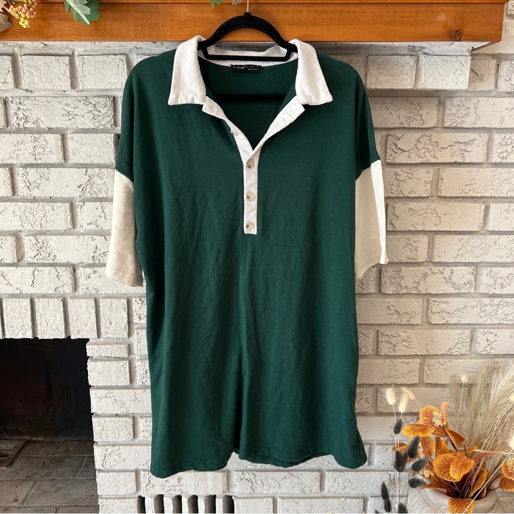 SHEIN | Green and White Polo Tshirt Dress